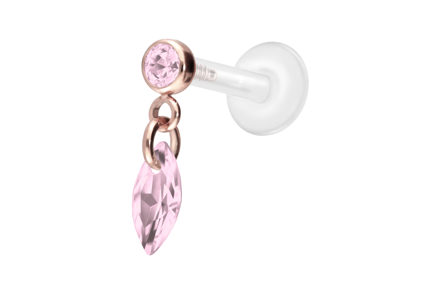 PTFE Labret Piercing mit Innengewinde + Titan-Aufsatz KRISTALLOVAL